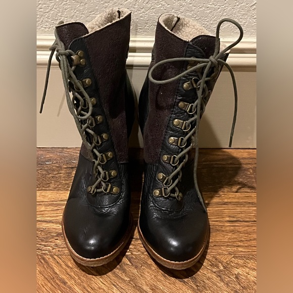 Sam Edelman Leather Shearling Chunky Heel Ankle Boots Bootie 10 NEW - Picture 2 of 5